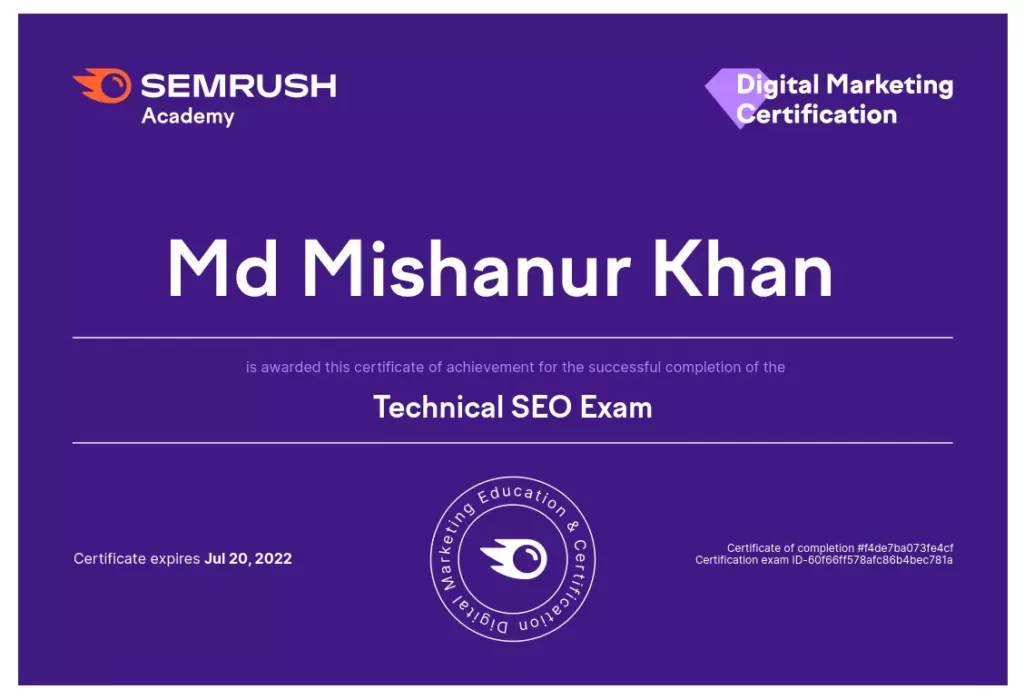 SEMrush SEO Certificate