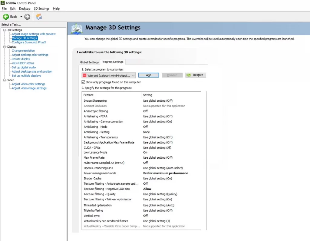 Nvidia Settings For Valorant