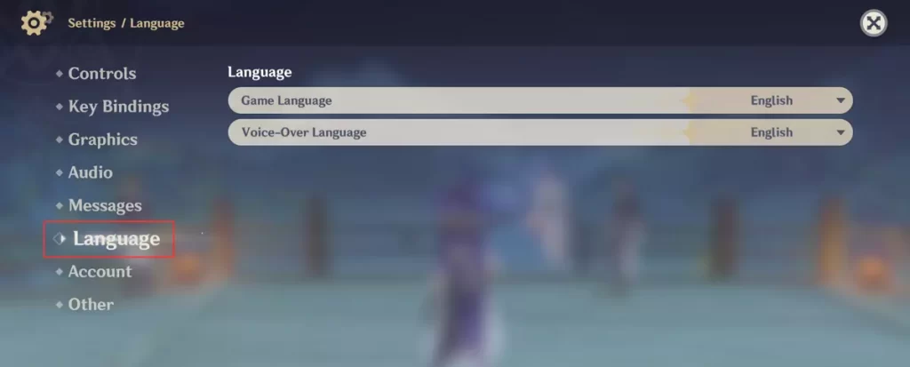 Language Settings In Genshin Impact