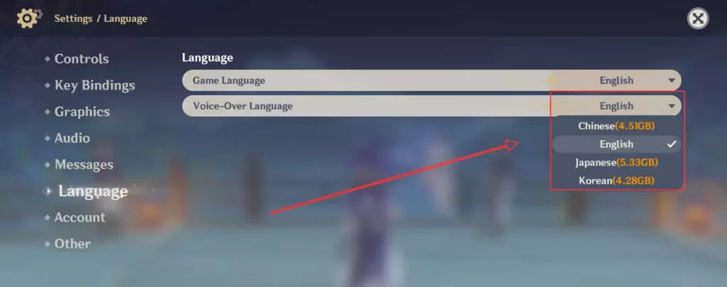 Voice-Over Language Settings In Genshin Impact